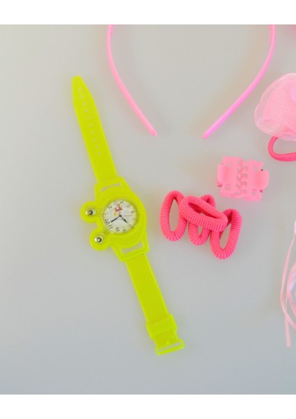 Kız Çocukları Için Aksesuar Tam Seti | Gözlük + Saat + Toka + Kolye | Renkli ve Eğlenceli Hediye Seti modelleri