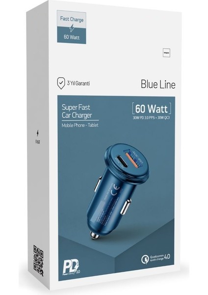 Süper Fast 60W Araç Şarj Başlığı – 30W Pd 3.0 Pps + 30W Qc 3.0 Çakmaklık Adaptörü modelleri