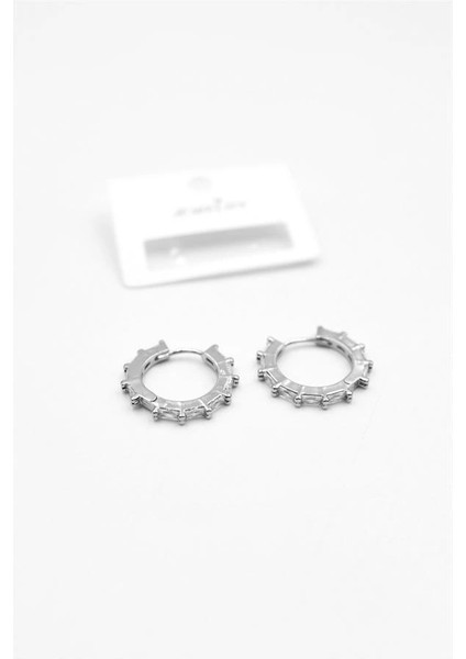 Baget Taşlı Küpe - Gümüş