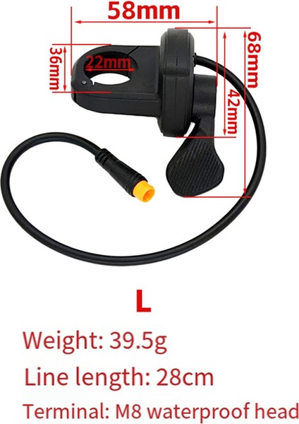 Elektrikli Bisiklet Hızlı Başparmak Gazı TT-008 Gidon M8 Su Geçirmez Konnektör Ebike Başparmak Gazı Sol (Yurt Dışından) fiyatları