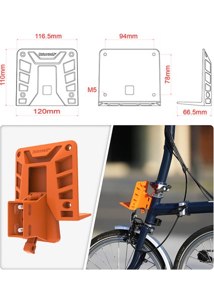 Rhinowalk Bisiklet Ön Çantası Brompton Taşıyıcı Blok Adaptörü Saklama Çantası Tutucu Turuncu Yük Taşıyıcı Taban (Yurt Dışından) fiyatları