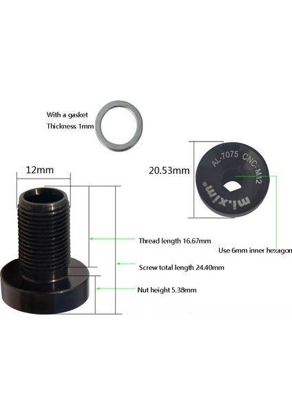 Mi.xim 2 Adet Bisiklet Orta Göbek M12 Krank Takımı Vidası Mtb Yol Bisikleti Krank Takımı Krank Kolu Sabitleme Cıvataları Bisiklet Vidaları Siyah (Yurt Dışından) modelleri