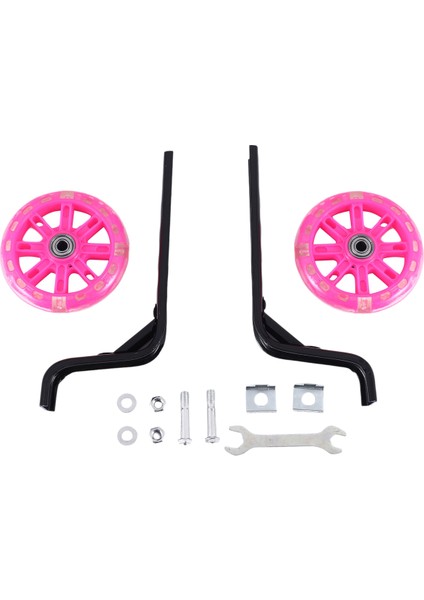 Çocuk Bisikleti Için Ayarlanabilir Sabitleyicili Bisiklet Eğitim Tekerlekleri, 12, 14, 16, 18, 20 Inç Çocuk Bisikletlerine Uygun - Pembe (Yurt Dışından)