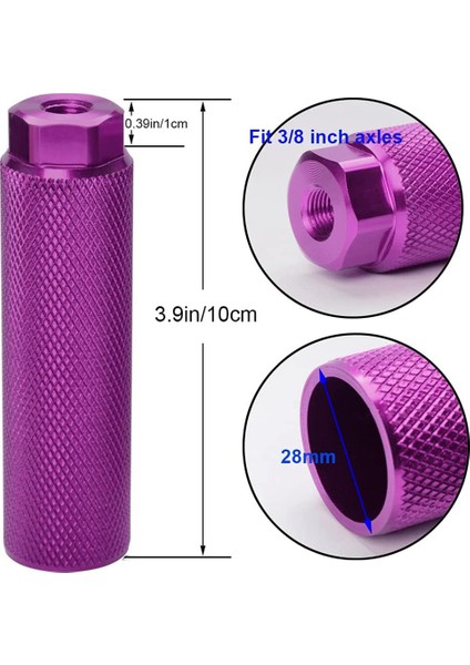 Adet Bisiklet Mandalı, Alüminyum Alaşımlı Kaymaz Ayaklı Bisiklet Pedalları, 3/8 Inç Akslı Bisiklet Aksesuarları Için Bmx Mandalı, Mor (Yurt Dışından) fiyatları