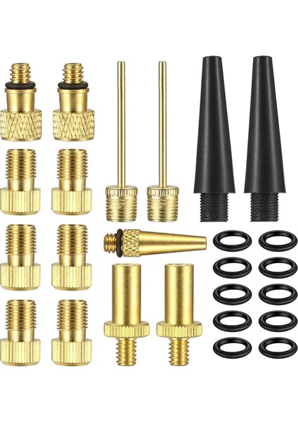 Bisiklet Valf Adaptörü Seti, 25 Parça Valf Adaptörü, Bisiklet Iç Lastiği Için Valf Adaptörü, Bisiklet Pompası Adaptörü, Hava Kompresörü (Yurt Dışından)