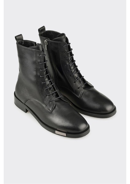 Siyah Deri Kadın Günlük Bot fiyatları