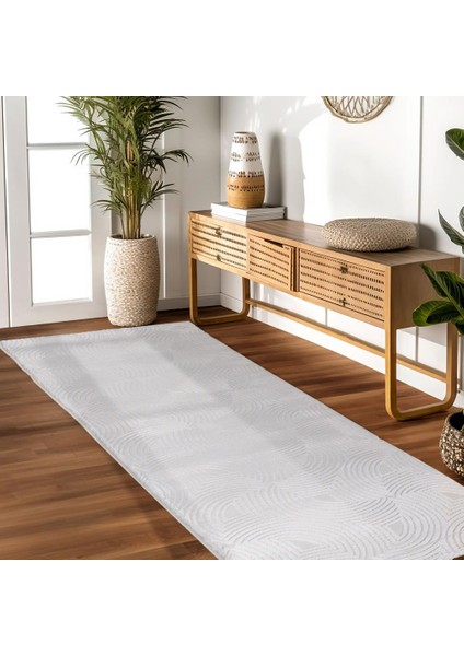 Kabartmalı Halı Dalga Desenli Iskandinav Bohem Tarzı Yumuşak Halı Gümüş Krem modelleri