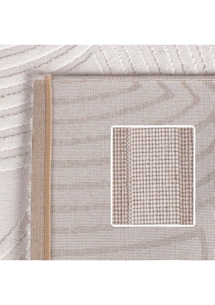 Kabartmalı Yumuşak Dalga Desenli Iskandinav Bohem Tarzı Halı Krem Tonlarında fırsatları