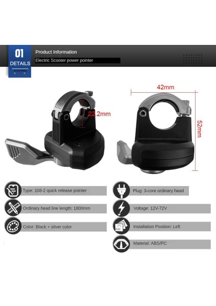Wuxing 108-2 Başparmak Gaz 3pin Sm Fiş Sol Hızlı Parmak Gaz Aksesuarları Elektrikli Bisiklet Kiti Için (Yurt Dışından)