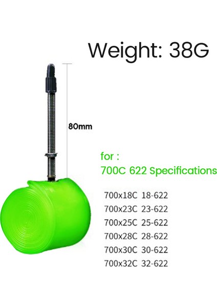 Bisiklet Iç Tüp Ultralight Yol Bisikleti Tpu Lastik 700C 18 23 25 28 32C Uzunluk Fransız Valf Iç Tüp 80MM (Yurt Dışından) fiyatları