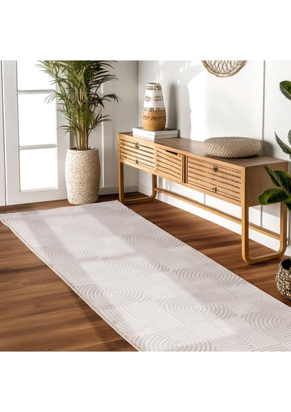 Kabartmalı Yumuşak Karo Desenli Iskandinav Bohem Tarzı Halı Bej Tonlarında modelleri