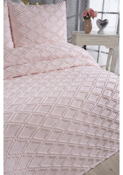 Vesya 3 Parça Çift Kişilik Pike Takımı Pudra modelleri