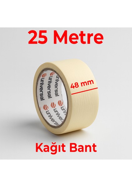 Maskeleme Bandı 25 Metre 48 mm Koruma Kağıt Bant Boya Tamir Ahşap Cam Metal Oto Yüzey Yüksek Kalite fiyatları