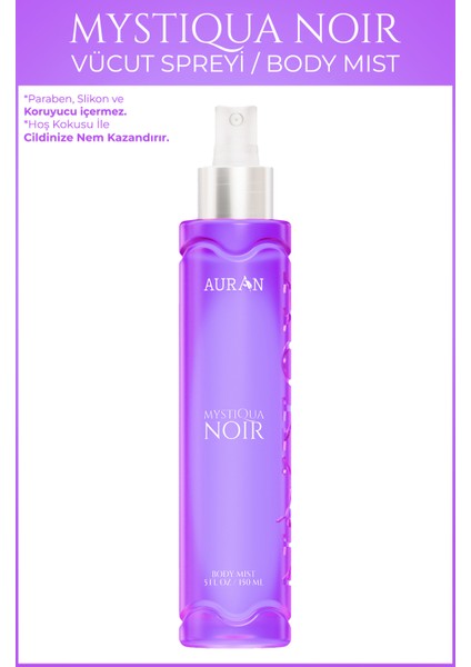 Mystiqua Noir Parfümlü Kadın Vücut Spreyi Vücut Kokusu Vücut Misti Body Mist Spray 150ml