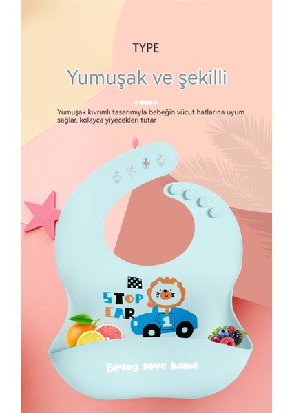Gıda Sınıfı Çocuk Silikonu, Ultra Yumuşak Bebek Üç Boyutlu Su Geçirmez Önlük (Yurt Dışından) fiyatları