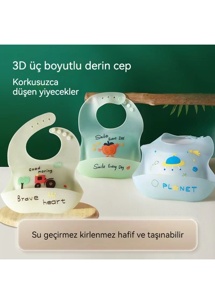 Gıda Sınıfı Çocuk Silikonu, Ultra Yumuşak Bebek Üç Boyutlu Su Geçirmez Önlük (Yurt Dışından) modelleri