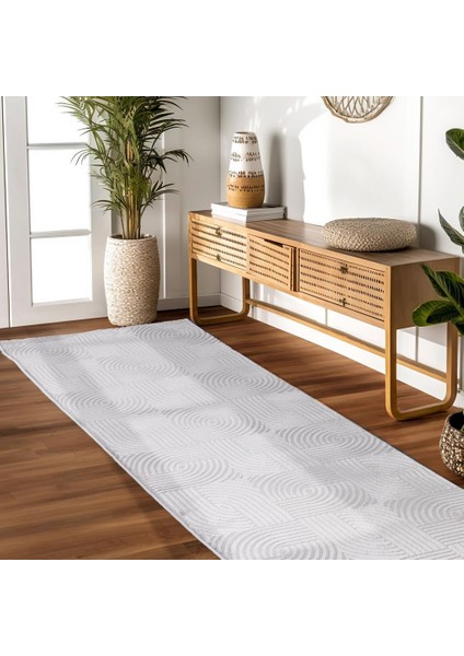 Kabartmalı Yumuşak Karo Desenli Iskandinav Bohem Tarzı Halı Gümüş Tonlarında modelleri