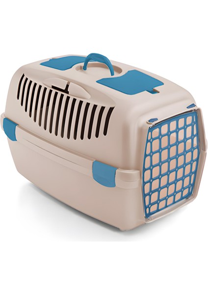 Gulliver 3 Kedi Köpek Taşıma Çantası Mavi Bej 61X40X38 cm