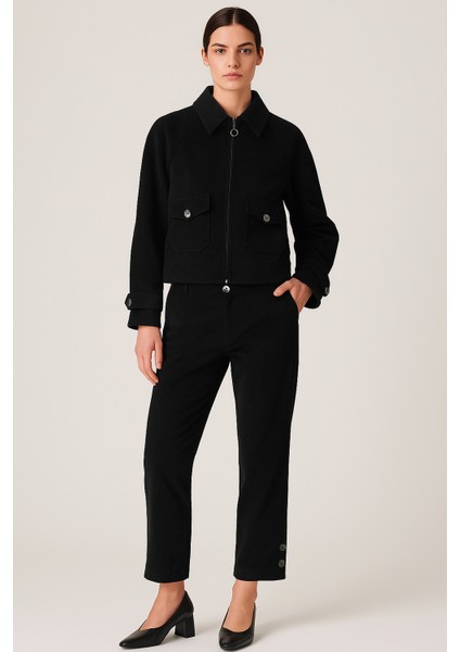 Kadın Siyah Fermuarlı Takım – Modern ve Şık Kombin modelleri