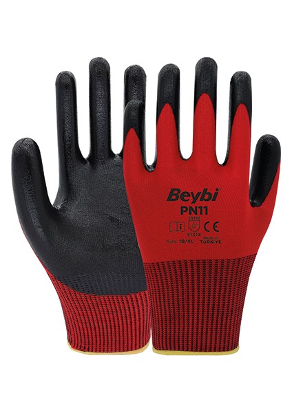 PN11 Polyester Örme Nitril Eldiven 12 Adet