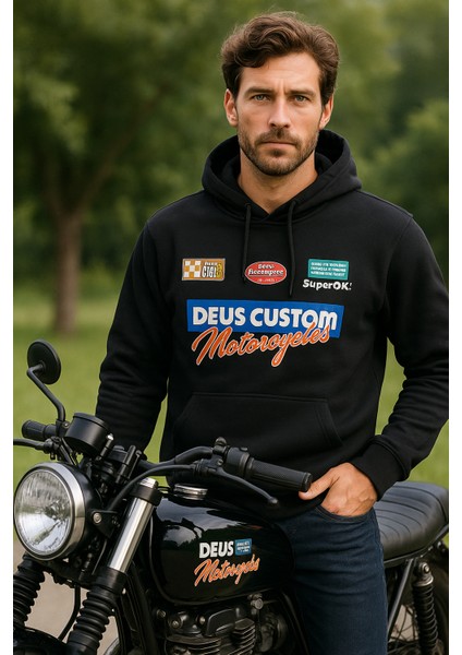 Unisex Beyaz Kapüşonlu Baskılı %100 Pamuk Cep Detaylı Sweatshirt fırsatları