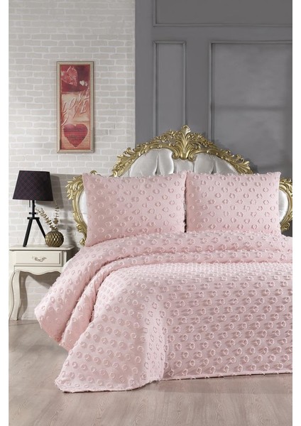 Konik 3 Parça Çift Kişilik Pike Takımı Pudra