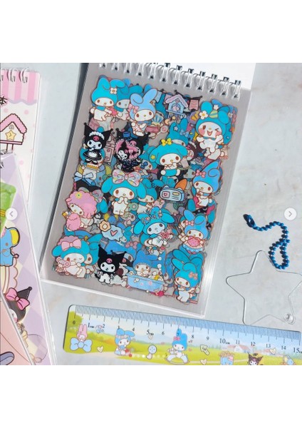 Spiral Not Defterli Cetvelli My Melody Kuromi Model Normal ve Şeffaf Sticker Dergisi - Model 2 modelleri
