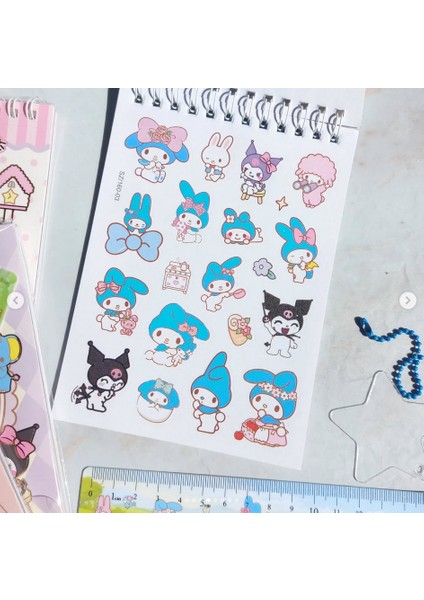 Spiral Not Defterli Cetvelli My Melody Kuromi Model Normal ve Şeffaf Sticker Dergisi - Model 2 indirimleri