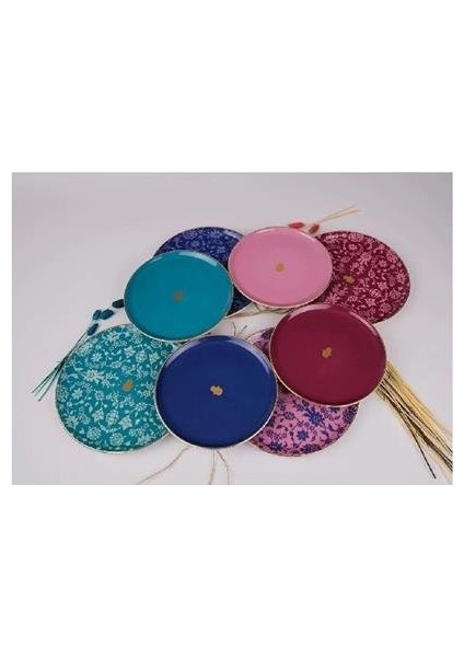 Glamorous Porselen Yemek Takımı 8 Parça 8 Kişilik Çok Renkli Yuvarlak Desenli fiyatları