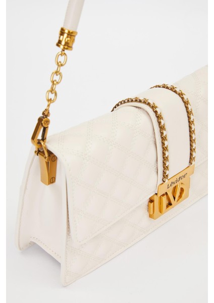 Krem Zincir Kemer Desen Omuz Çantası modelleri