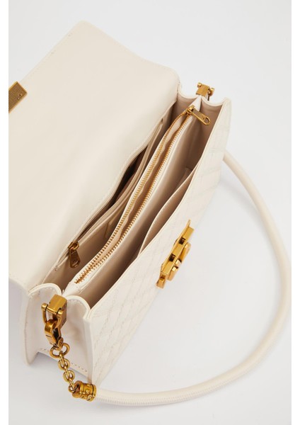 Krem Zincir Kemer Desen Omuz Çantası fırsatları