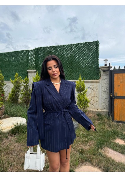 Tasarım Bağlamalı Oversize Blazer Ceket