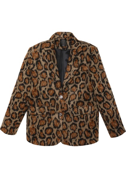 Leopar Desenli Kaşe Blazer Ceket fiyatları