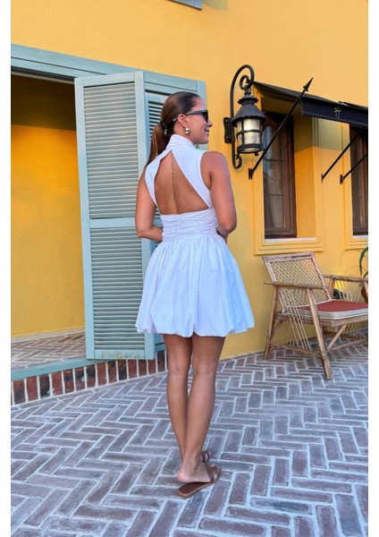 Beyaz Gold Düğme Detay Mini Elbise fırsatları