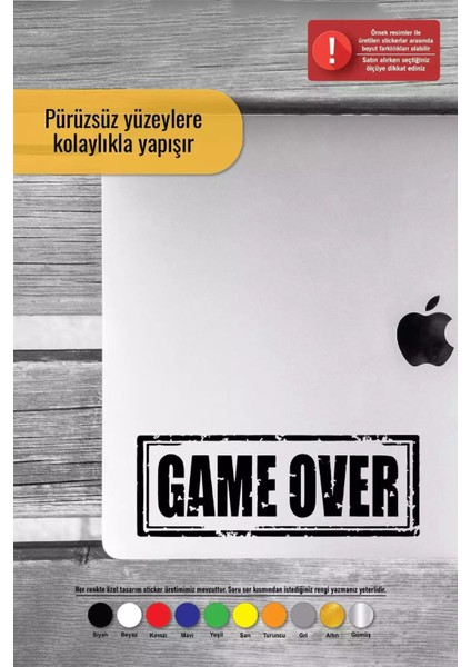 Game Over Sticker Oto Motor Laptop Duvar Folyo Sticker 10 x 4 cm fırsatları