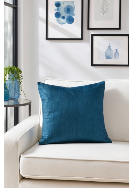 Kırçıllı Kadife Kırlent Kılıfı Lacivert 50X50