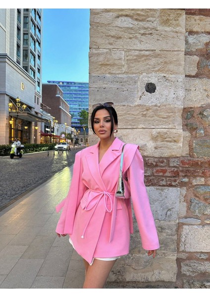 Tasarım Bağlamalı Oversize Blazer Ceket