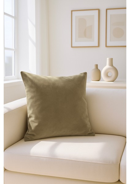 Düz Kadife Kırlent Kılıfı Kahverengi 50X50