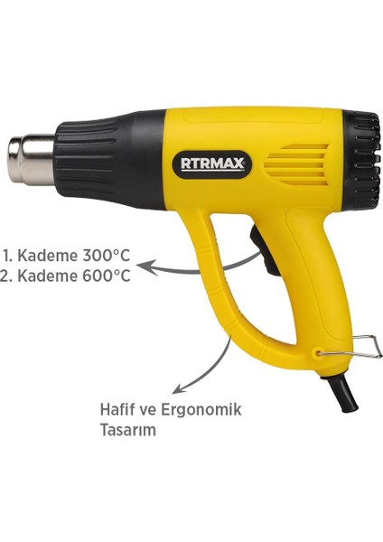 RTM303ASET Sıcak Hava Tabancası 2000 W 3'lü Set - Eldiven-Falçata Maket Bıçağı modelleri
