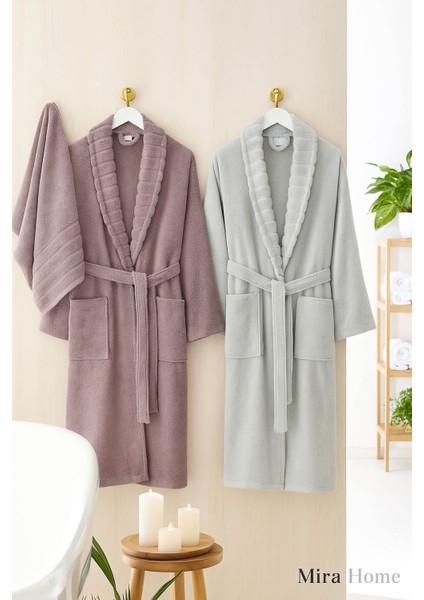 4 Parça Soft Elegance Banyo Aile Bornoz Seti %100 Pamuklu