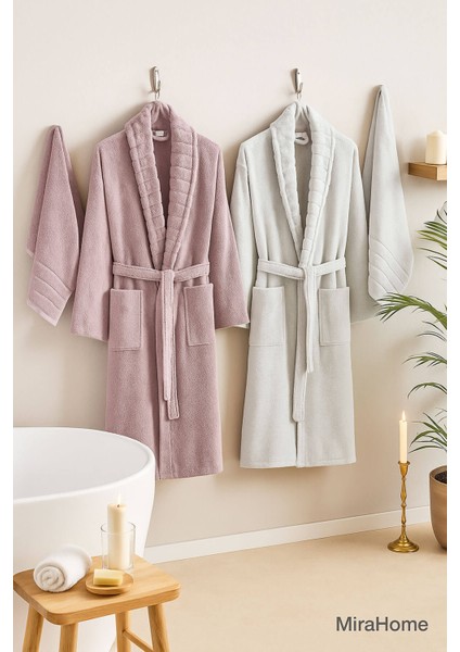 4 Parça Soft Elegance Banyo Aile Bornoz Seti %100 Pamuklu fiyatları