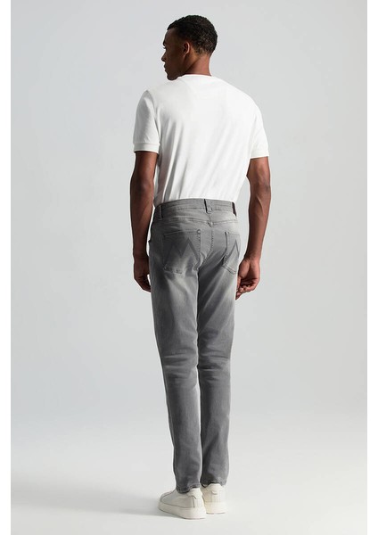 Saf Pamuk Slim Fit Gri Denim Pantolon indirimleri