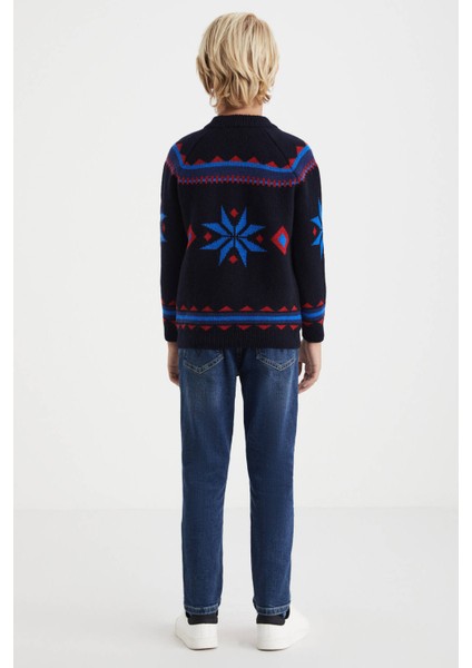 Kaşmir Yün Karışımlı Yarım Balıkçı Lacivert Çocuk Kazak fiyatları