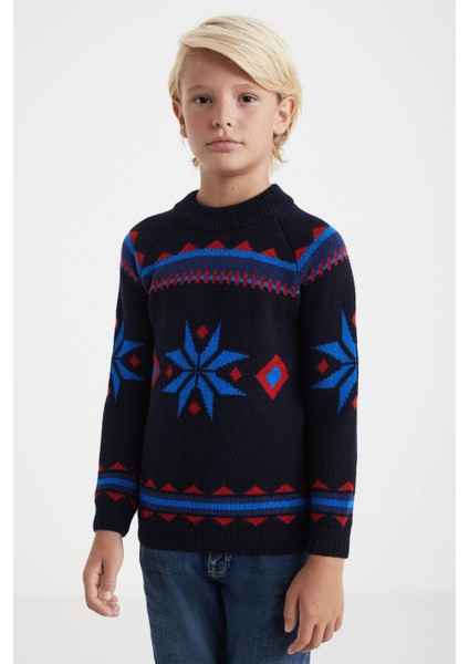 Kaşmir Yün Karışımlı Yarım Balıkçı Lacivert Çocuk Kazak modelleri