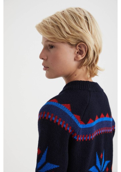 Kaşmir Yün Karışımlı Yarım Balıkçı Lacivert Çocuk Kazak fırsatları