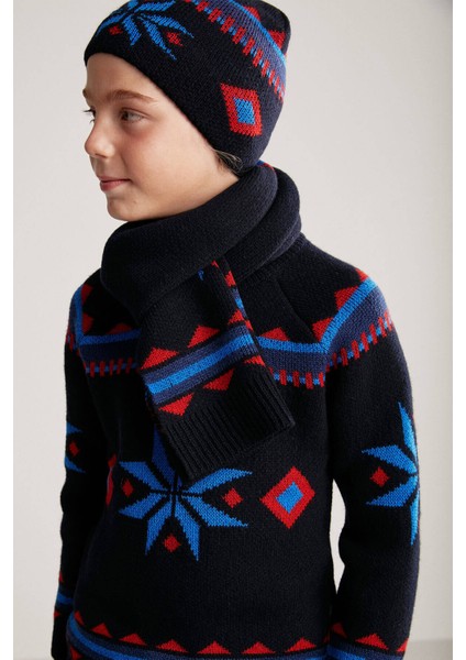 Kaşmir Yün Karışımlı Lacivert Çocuk Atkı fiyatları