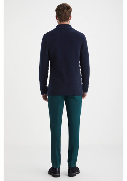 Çizgi Desenli Saf Kaşmir Lacivert Triko Ceket indirimleri