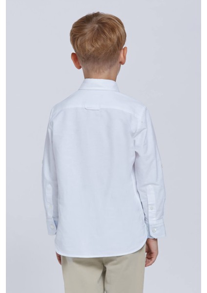 Düğmeli Yaka Beyaz Saf Pamuk Çocuk Gömlek fırsatları