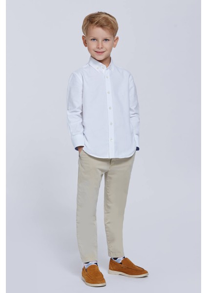 Düğmeli Yaka Beyaz Saf Pamuk Çocuk Gömlek indirimleri