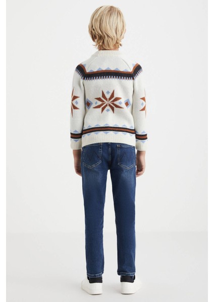 Kaşmir Yün Karışımlı Yarım Balıkçı Ekru Çocuk Kazak fırsatları